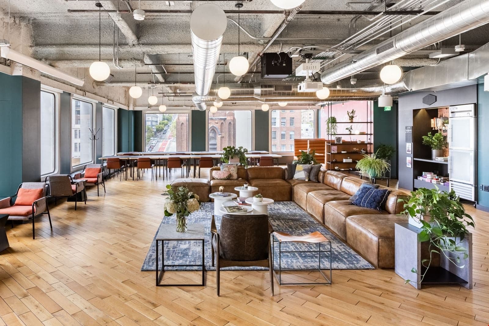 Shared lounge at 650 California Street in San Francisco